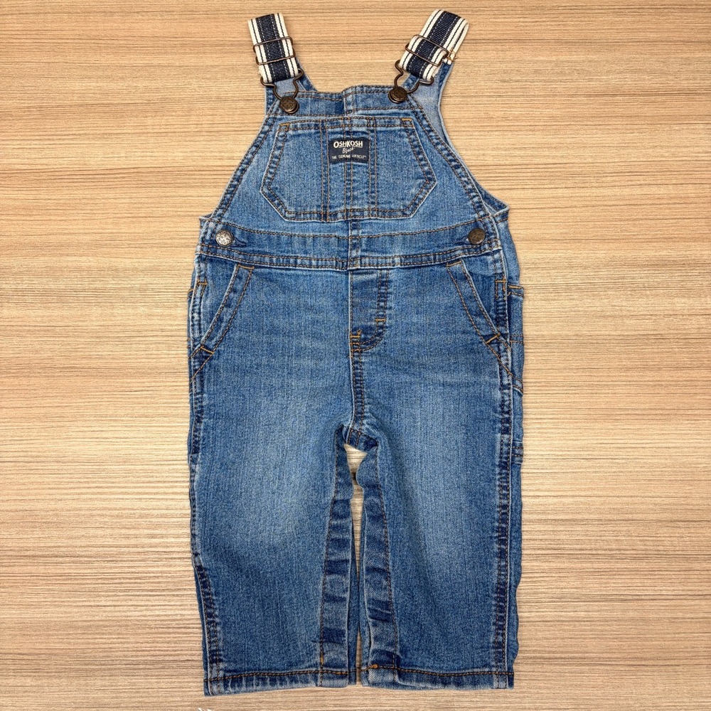 Oshkosh B'Gosh Vestbak Baby Denim Overalls 9M Carpenter Play Classic Casual